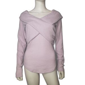 Free People Marley off the Shoulder Twist Purple Lilac Sweater Size Large